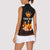 Flaming Bowling Ball Design Women Sleeveless Polo Shirt with Strike Pins and Glowing Fire Sparks on Dark Background - Wonder Print Shop