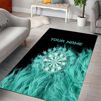 Darts Board Area Rug with Flaming Green Smoke and Crest Emblem on Black Gradient Background - Wonder Print Shop
