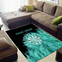Darts Board Area Rug with Flaming Green Smoke and Crest Emblem on Black Gradient Background - Wonder Print Shop