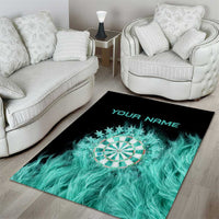Darts Board Area Rug with Flaming Green Smoke and Crest Emblem on Black Gradient Background - Wonder Print Shop