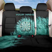 Darts Board Back Car Seat Cover with Flaming Green Smoke and Crest Emblem on Black Gradient Background - Wonder Print Shop