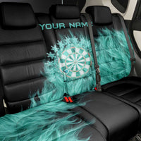 Darts Board Back Car Seat Cover with Flaming Green Smoke and Crest Emblem on Black Gradient Background - Wonder Print Shop