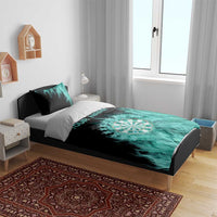 Darts Board Bedding Set with Flaming Green Smoke and Crest Emblem on Black Gradient Background - Wonder Print Shop