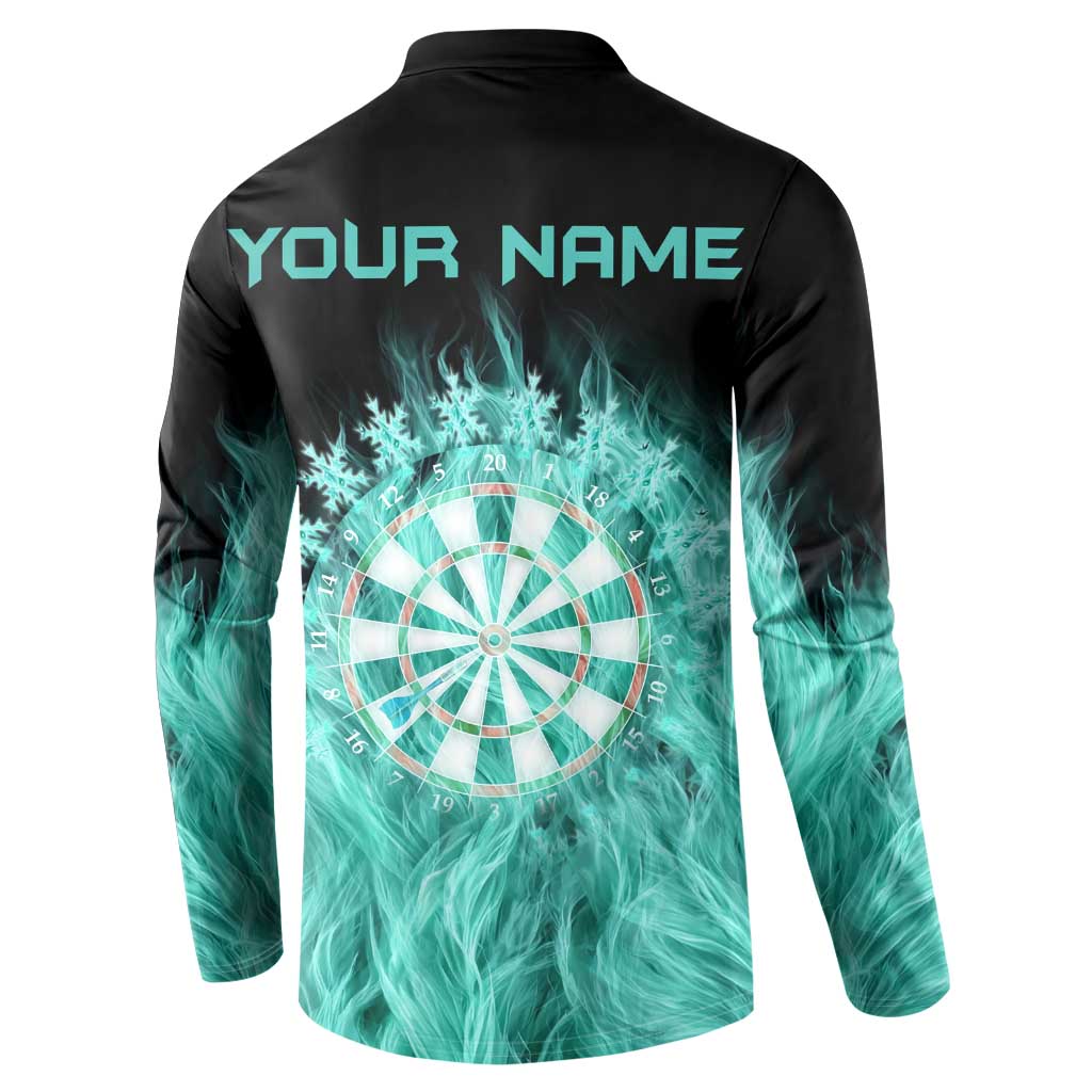 Darts Board Button Sweatshirt with Flaming Green Smoke and Crest Emblem on Black Gradient Background - Wonder Print Shop