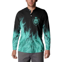 Darts Board Button Sweatshirt with Flaming Green Smoke and Crest Emblem on Black Gradient Background - Wonder Print Shop
