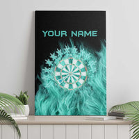 Darts Board Canvas Wall Art with Flaming Green Smoke and Crest Emblem on Black Gradient Background - Wonder Print Shop