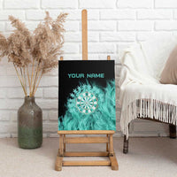 Darts Board Canvas Wall Art with Flaming Green Smoke and Crest Emblem on Black Gradient Background - Wonder Print Shop
