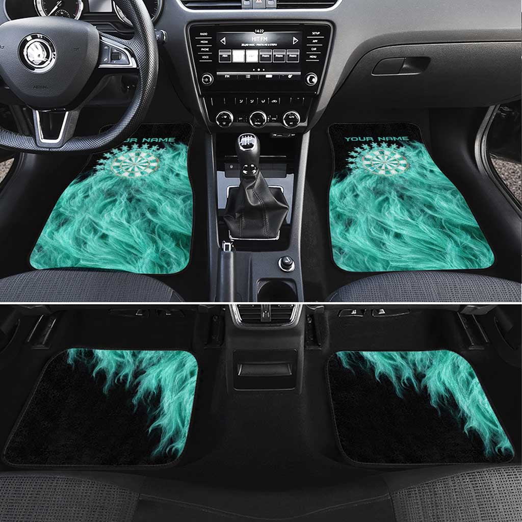 Darts Board Car Mats with Flaming Green Smoke and Crest Emblem on Black Gradient Background - Wonder Print Shop