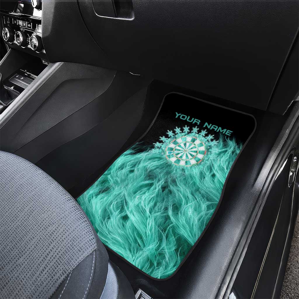 Darts Board Car Mats with Flaming Green Smoke and Crest Emblem on Black Gradient Background - Wonder Print Shop