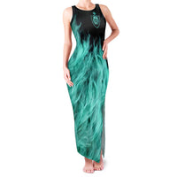 Darts Board Family Matching Tank Maxi Dress and Hawaiian Shirt with Flaming Green Smoke and Crest Emblem on Black Gradient Background - Wonder Print Shop