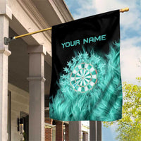 Darts Board Garden Flag with Flaming Green Smoke and Crest Emblem on Black Gradient Background - Wonder Print Shop