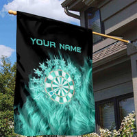 Darts Board Garden Flag with Flaming Green Smoke and Crest Emblem on Black Gradient Background - Wonder Print Shop