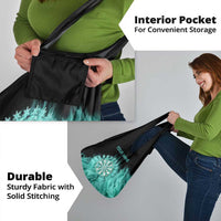 Darts Board Grocery Bag with Flaming Green Smoke and Crest Emblem on Black Gradient Background - Wonder Print Shop