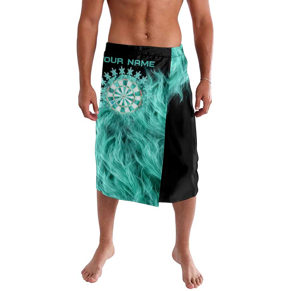 Darts Board Lavalava with Flaming Green Smoke and Crest Emblem on Black Gradient Background - Wonder Print Shop