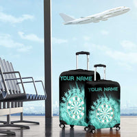 Darts Board Luggage Cover with Flaming Green Smoke and Crest Emblem on Black Gradient Background - Wonder Print Shop