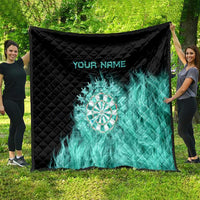 Darts Board Quilt with Flaming Green Smoke and Crest Emblem on Black Gradient Background - Wonder Print Shop