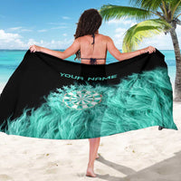 Darts Board Sarong with Flaming Green Smoke and Crest Emblem on Black Gradient Background - Wonder Print Shop