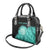 Darts Board Shoulder Handbag with Flaming Green Smoke and Crest Emblem on Black Gradient Background - Wonder Print Shop