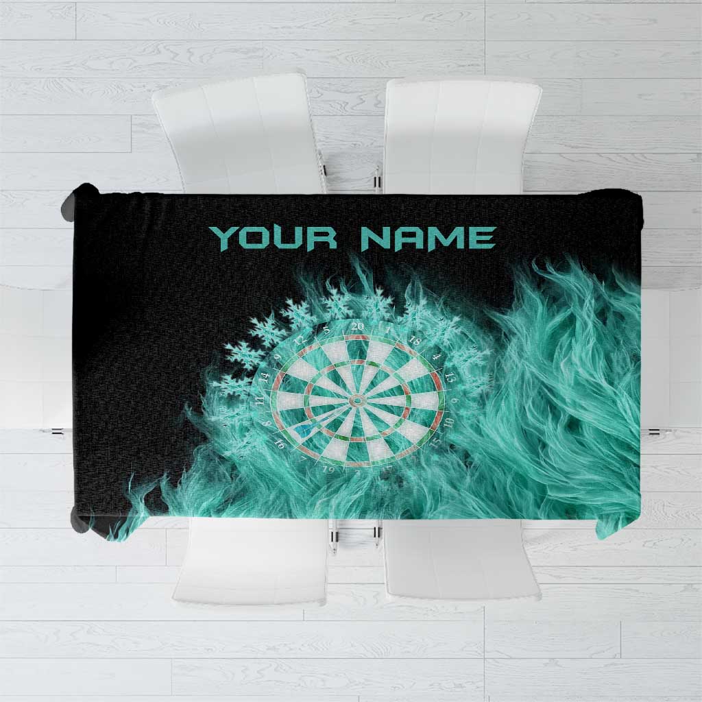 Darts Board Tablecloth with Flaming Green Smoke and Crest Emblem on Black Gradient Background - Wonder Print Shop