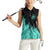 Darts Board Women Sleeveless Polo Shirt with Flaming Green Smoke and Crest Emblem on Black Gradient Background - Wonder Print Shop