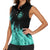 Darts Board Women Sleeveless Polo Shirt with Flaming Green Smoke and Crest Emblem on Black Gradient Background - Wonder Print Shop