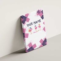 Golf Flamingo Friends Canvas Wall Art Pink Argyle Pattern and Custom Name Text on White and Rose Color Block - Wonder Print Shop