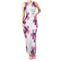 Golf Flamingo Friends Family Matching Tank Maxi Dress and Hawaiian Shirt Pink Argyle Pattern and Custom Name Text on White and Rose Color Block - Wonder Print Shop