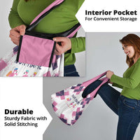 Golf Flamingo Friends Grocery Bag Pink Argyle Pattern and Custom Name Text on White and Rose Color Block - Wonder Print Shop