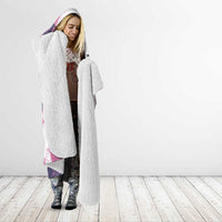 Golf Flamingo Friends Hooded Blanket Pink Argyle Pattern and Custom Name Text on White and Rose Color Block - Wonder Print Shop