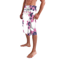 Golf Flamingo Friends Lavalava Pink Argyle Pattern and Custom Name Text on White and Rose Color Block - Wonder Print Shop