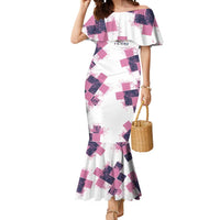 Golf Flamingo Friends Mermaid Dress Pink Argyle Pattern and Custom Name Text on White and Rose Color Block - Wonder Print Shop