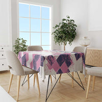 Golf Flamingo Friends Tablecloth Pink Argyle Pattern and Custom Name Text on White and Rose Color Block - Wonder Print Shop