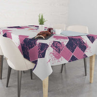 Golf Flamingo Friends Tablecloth Pink Argyle Pattern and Custom Name Text on White and Rose Color Block - Wonder Print Shop
