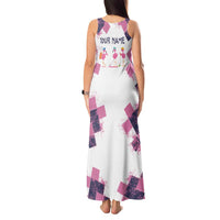 Golf Flamingo Friends Tank Maxi Dress Pink Argyle Pattern and Custom Name Text on White and Rose Color Block - Wonder Print Shop