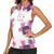 Golf Flamingo Friends Women Sleeveless Polo Shirt Pink Argyle Pattern and Custom Name Text on White and Rose Color Block - Wonder Print Shop