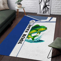 Mahi Mahi Fish Area Rug Nautical Anchors and Wave Splash on White and Blue Split Background - Wonder Print Shop