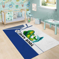 Mahi Mahi Fish Area Rug Nautical Anchors and Wave Splash on White and Blue Split Background - Wonder Print Shop