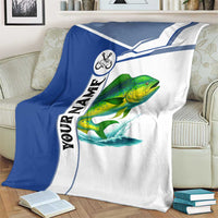 Mahi Mahi Fish Blanket Nautical Anchors and Wave Splash on White and Blue Split Background - Wonder Print Shop