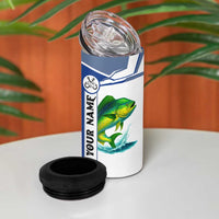 Mahi Mahi Fish 4 in 1 Can Cooler Tumbler Nautical Anchors and Wave Splash on White and Blue Split Background - Wonder Print Shop