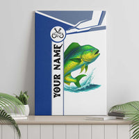 Mahi Mahi Fish Canvas Wall Art Nautical Anchors and Wave Splash on White and Blue Split Background - Wonder Print Shop