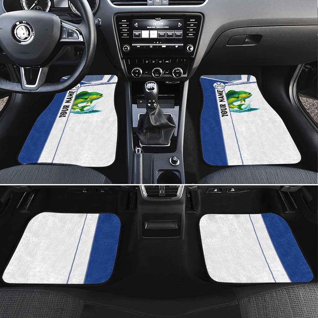 Mahi Mahi Fish Car Mats Nautical Anchors and Wave Splash on White and Blue Split Background - Wonder Print Shop