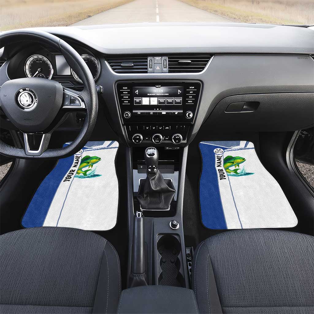 Mahi Mahi Fish Car Mats Nautical Anchors and Wave Splash on White and Blue Split Background - Wonder Print Shop