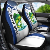 Mahi Mahi Fish Car Seat Cover Nautical Anchors and Wave Splash on White and Blue Split Background - Wonder Print Shop