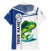 Mahi Mahi Fish Family Matching Mermaid Dress and Hawaiian Shirt Nautical Anchors and Wave Splash on White and Blue Split Background - Wonder Print Shop