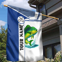 Mahi Mahi Fish Garden Flag Nautical Anchors and Wave Splash on White and Blue Split Background - Wonder Print Shop