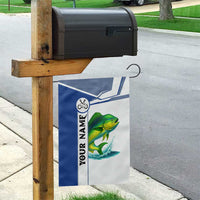 Mahi Mahi Fish Garden Flag Nautical Anchors and Wave Splash on White and Blue Split Background - Wonder Print Shop