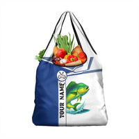 Mahi Mahi Fish Grocery Bag Nautical Anchors and Wave Splash on White and Blue Split Background - Wonder Print Shop