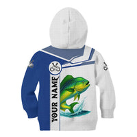 Mahi Mahi Fish Kid Hoodie Nautical Anchors and Wave Splash on White and Blue Split Background - Wonder Print Shop