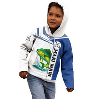 Mahi Mahi Fish Kid Hoodie Nautical Anchors and Wave Splash on White and Blue Split Background - Wonder Print Shop