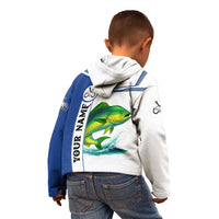 Mahi Mahi Fish Kid Hoodie Nautical Anchors and Wave Splash on White and Blue Split Background - Wonder Print Shop